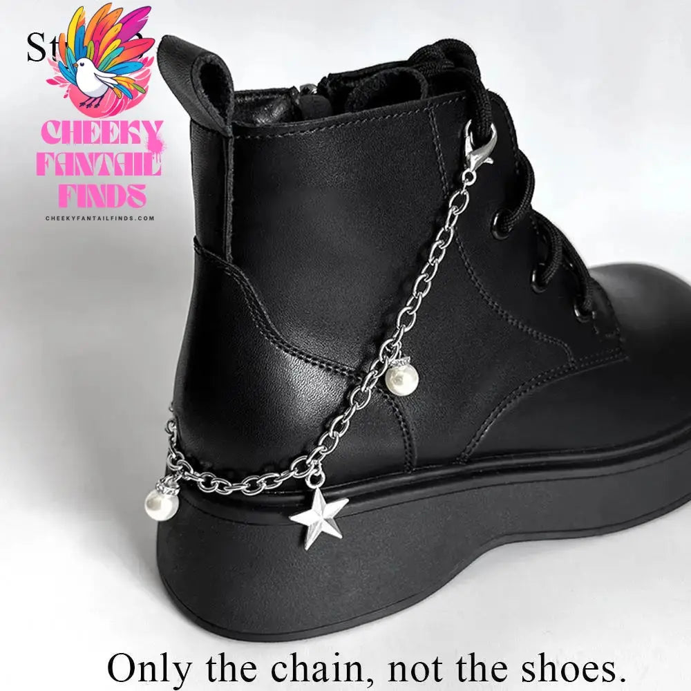 Metal Pearl Chain Gold/Silver Canvas Board Shoes Buckles Decoration Heart Star Shoe Creative Jewelry Cheeky Fantail Finds