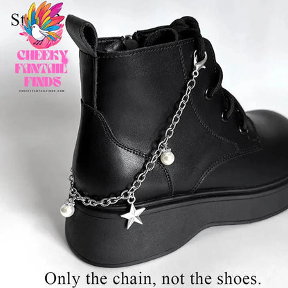 Metal Pearl Chain Gold/Silver Canvas Board Shoes Buckles Decoration Heart Star Shoe Creative Jewelry Cheeky Fantail Finds