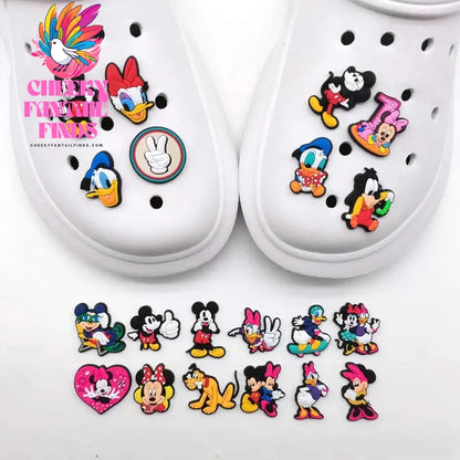 Mickey Minnie Donald Shoe Charms for Clogs Sandals Decoration Shoe Accessories Charms for Friends Gifts Cheeky Fantail Finds