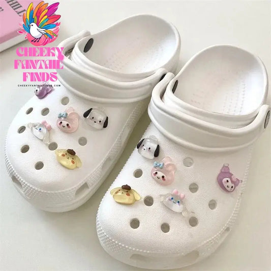 Miniso 10PCS Cute Cartoon Sanrio Shoes Charm Set Kuromi Cinnamoroll Melody Cartoon Decorations for Clogs and Sandals Party Gifts Cheeky Fantail Finds