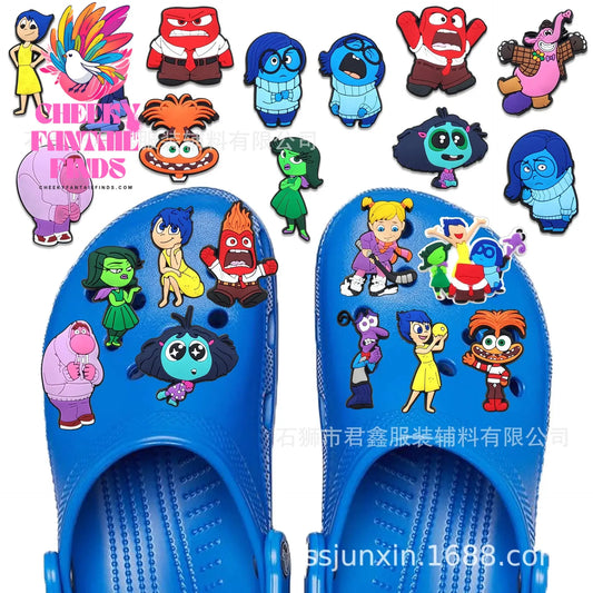 Miniso Kawaii Inside Out 2 Shoe Buckle Funny DIY Sandals Shoe Accessories PVC Shoe Charm For Party Favor Gift Idea Cheeky Fantail Finds