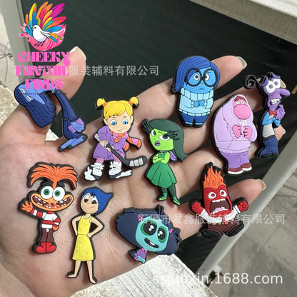 Miniso Kawaii Inside Out 2 Shoe Buckle Funny DIY Sandals Shoe Accessories PVC Shoe Charm For Party Favor Gift Idea Cheeky Fantail Finds