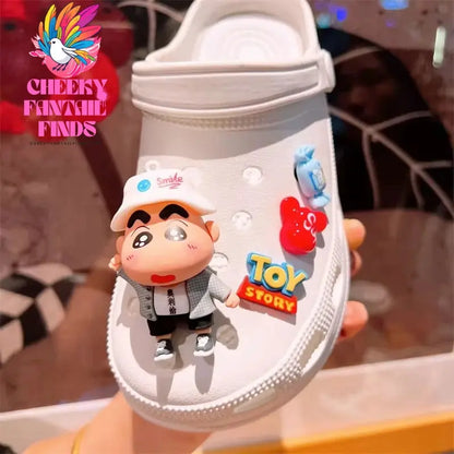 Miniso Whole Set Hot Sale Diy Hole Shoes Charms  3D Cute Comic Character Shoes Buckle Set Shoe Flower Detachable Girl Gift Cheeky Fantail Finds