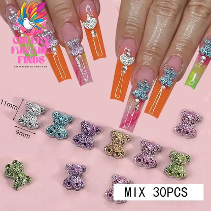 Mix 3D Nail Art Punk Silver Pearl Shape Gothic Design Luxury Charms Manicure Tips Rhinestones Decoration Cheeky Fantail Finds
