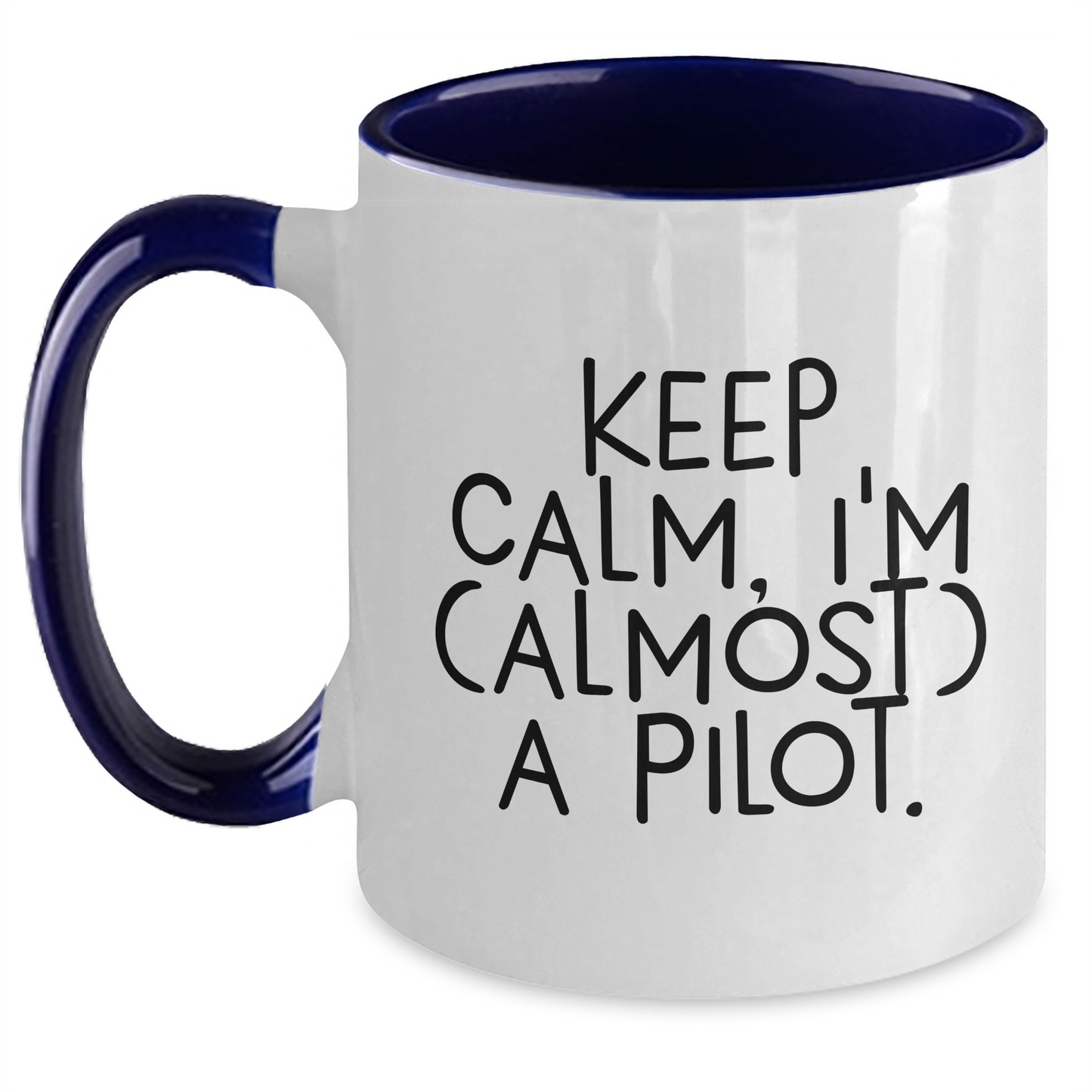 Funny Pilot Two Tone Coffee Mugs Gifts for Men from Women, Keep Calm I'm (almost) A Pilot., Graduation Unique Gifts - Main