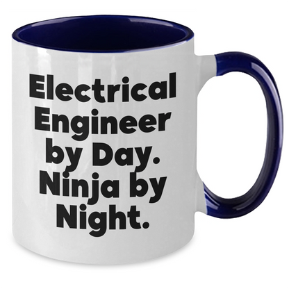 Electrical Engineer Gifts from Men, Funny Two Tone Coffee Mug for Father's Day, 'Electrical Engineer By Day. Ninja By Night.' - Additional