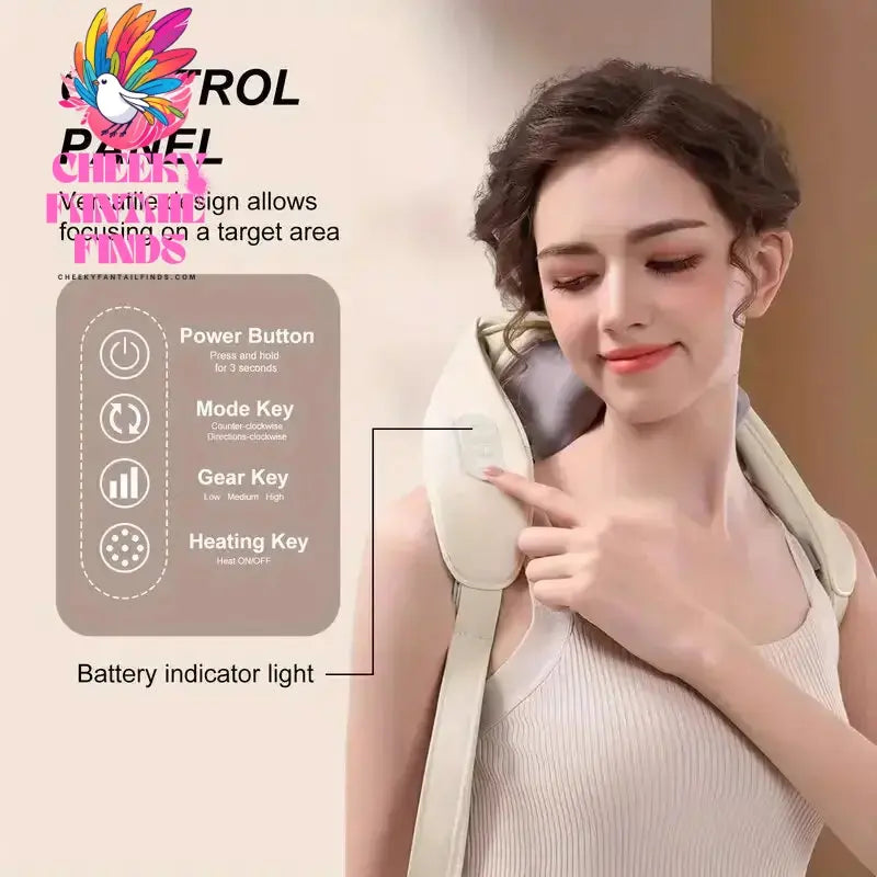 Neck and Shoulder Massage Shawl Heating Kneading 6D Massage Head Deep Massage and Muscle Relaxation Adjustable Wearable Massager Cheeky Fantail Finds