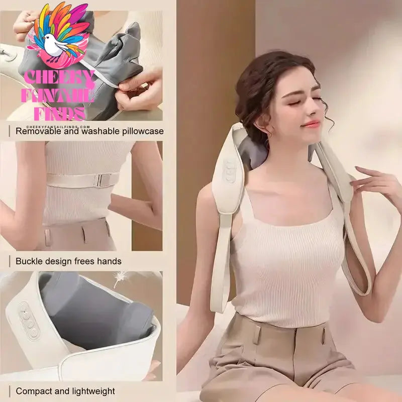 Neck and Shoulder Massage Shawl Heating Kneading 6D Massage Head Deep Massage and Muscle Relaxation Adjustable Wearable Massager Cheeky Fantail Finds