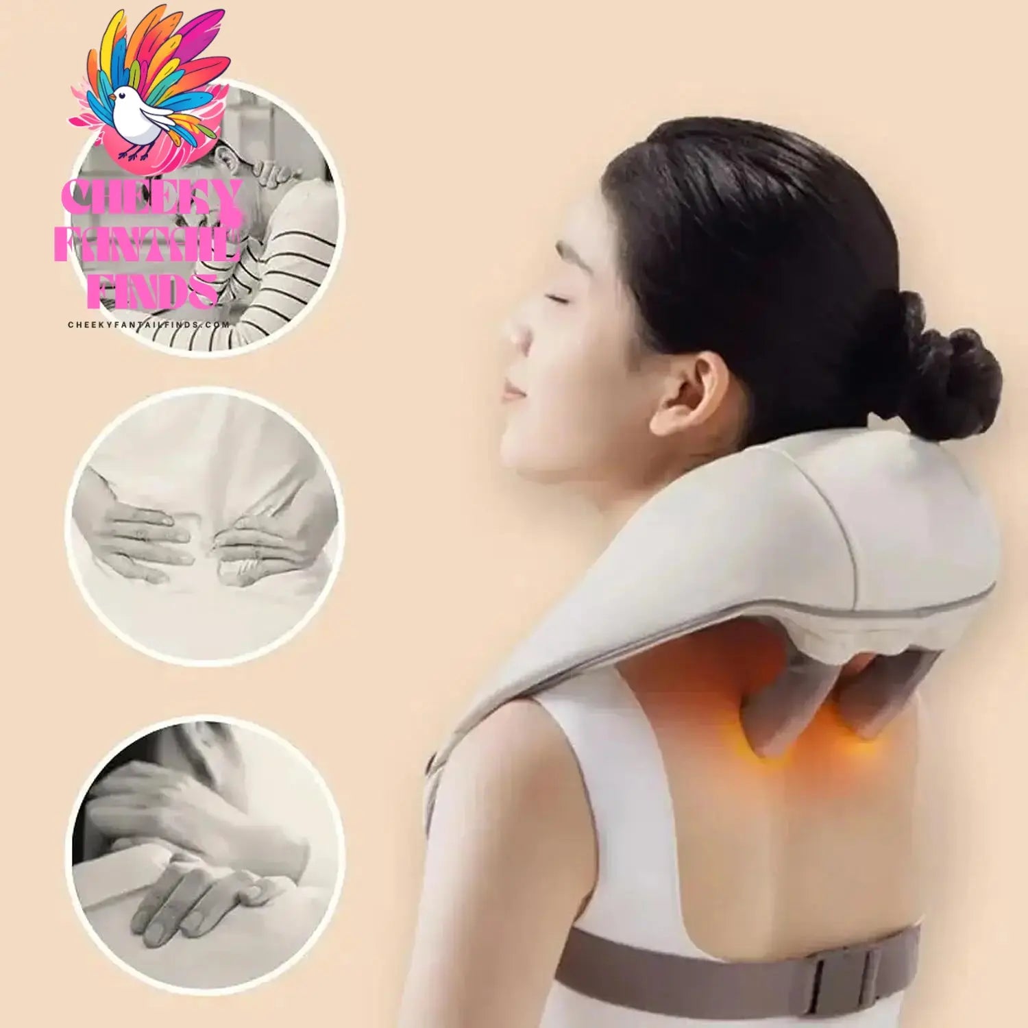 Neck and Shoulder Massage Shawl Heating Kneading 6D Massage Head Deep Massage and Muscle Relaxation Adjustable Wearable Massager Cheeky Fantail Finds