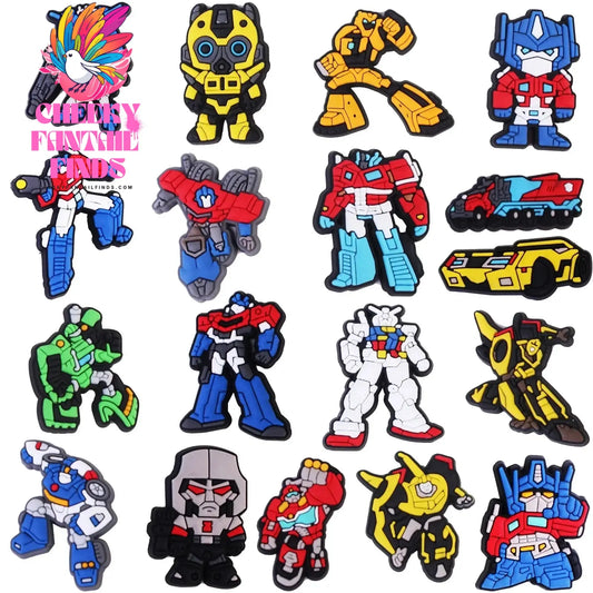 New 18pcs/set Transformers Cartoon Shoes Charms Shoe Accessories for Funny Decoration Unisex Sandals Kids Gifts Cheeky Fantail Finds