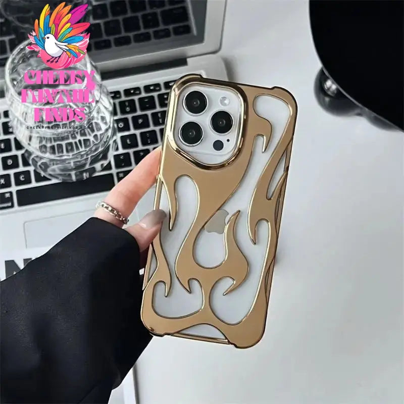 New 3D Flame pattern Hollow Slim Phone Case for iPhone 16 15 14 13 12 11 Pro Max 15 14 16 Plus Shockproof Protective soft Cover Cheeky Fantail Finds