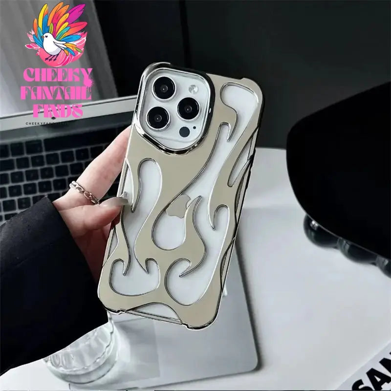 New 3D Flame pattern Hollow Slim Phone Case for iPhone 16 15 14 13 12 11 Pro Max 15 14 16 Plus Shockproof Protective soft Cover Cheeky Fantail Finds