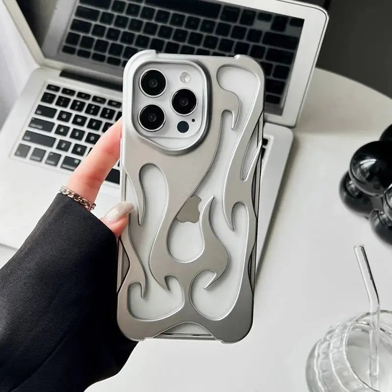 New 3D Flame pattern Hollow Slim Phone Case for iPhone 16 15 14 13 12 11 Pro Max 15 14 16 Plus Shockproof Protective soft Cover Cheeky Fantail Finds