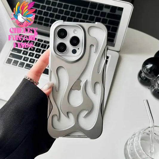 New 3D Flame pattern Hollow Slim Phone Case for iPhone 16 15 14 13 12 11 Pro Max 15 14 16 Plus Shockproof Protective soft Cover Cheeky Fantail Finds