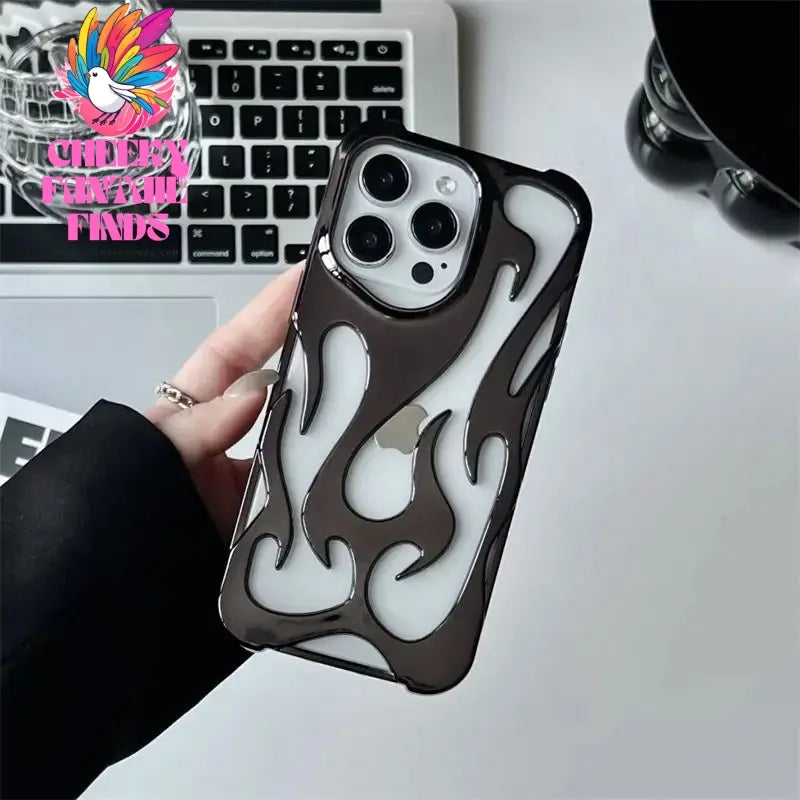 New 3D Flame pattern Hollow Slim Phone Case for iPhone 16 15 14 13 12 11 Pro Max 15 14 16 Plus Shockproof Protective soft Cover Cheeky Fantail Finds