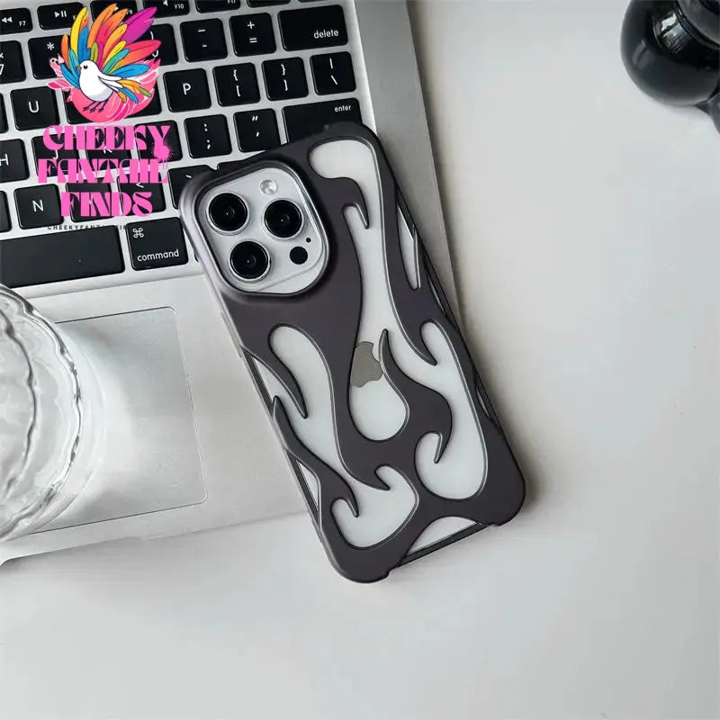 New 3D Flame pattern Hollow Slim Phone Case for iPhone 16 15 14 13 12 11 Pro Max 15 14 16 Plus Shockproof Protective soft Cover Cheeky Fantail Finds