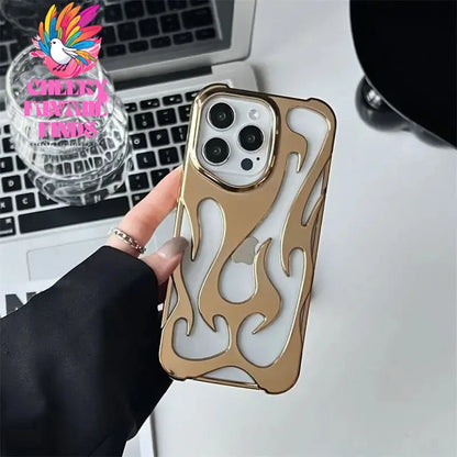 New 3D Flame pattern Hollow Slim Phone Case for iPhone 16 15 14 13 12 11 Pro Max 15 14 16 Plus Shockproof Protective soft Cover Cheeky Fantail Finds