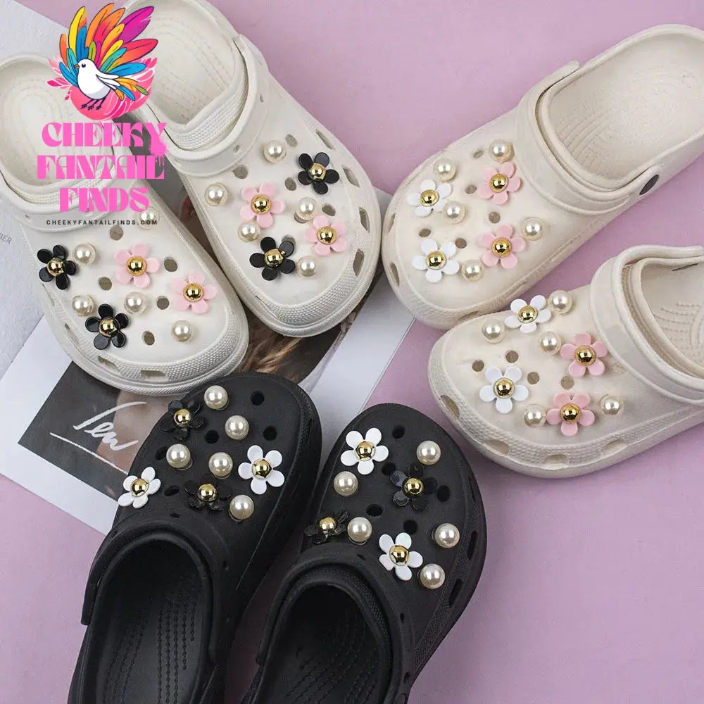 New Acrylic Daisy Five Petal Flower Hole Shoe Charms Decorations Cute Sunflower Shoes Buckle DIY 3D Hole Shoe Accessories - Cheeky Fantail Finds