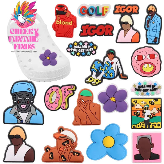 New Arrival 1-18pcs Shoe Charms Fashion Rock Hip Hop Singer Accessories PVC Shoes Decoration For Wristbands Kids X-mas Gift Cheeky Fantail Finds