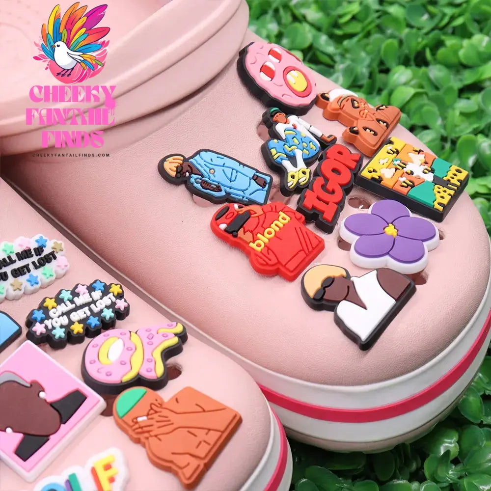 New Arrival 1-18pcs Shoe Charms Fashion Rock Hip Hop Singer Accessories PVC Shoes Decoration For Wristbands Kids X-mas Gift Cheeky Fantail Finds