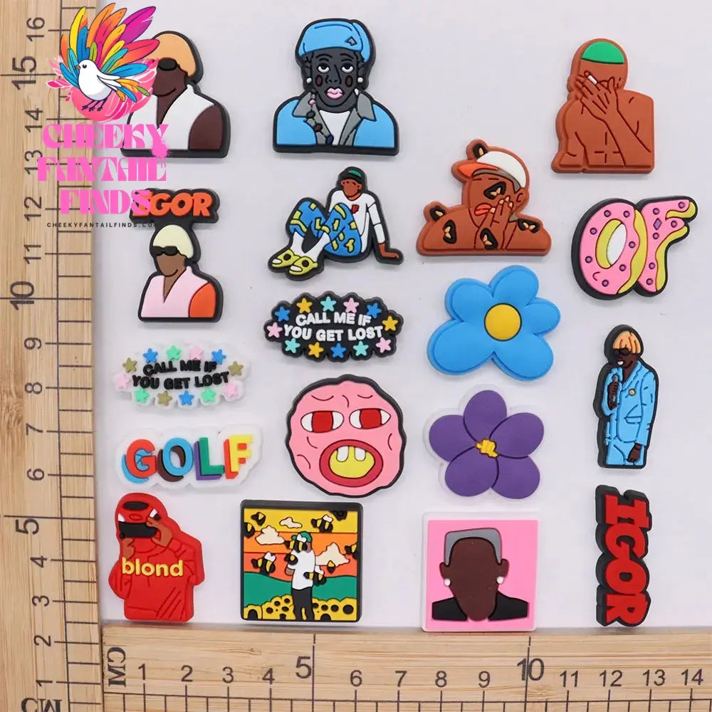 New Arrival 1-18pcs Shoe Charms Fashion Rock Hip Hop Singer Accessories PVC Shoes Decoration For Wristbands Kids X-mas Gift Cheeky Fantail Finds