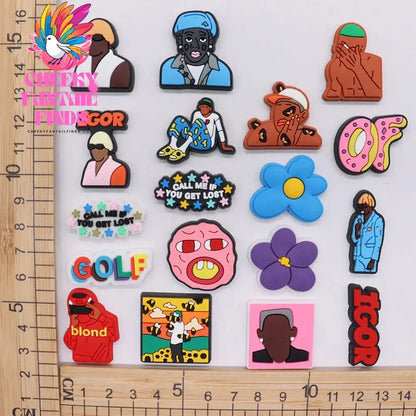 New Arrival 1-18pcs Shoe Charms Fashion Rock Hip Hop Singer Accessories PVC Shoes Decoration For Wristbands Kids X-mas Gift Cheeky Fantail Finds
