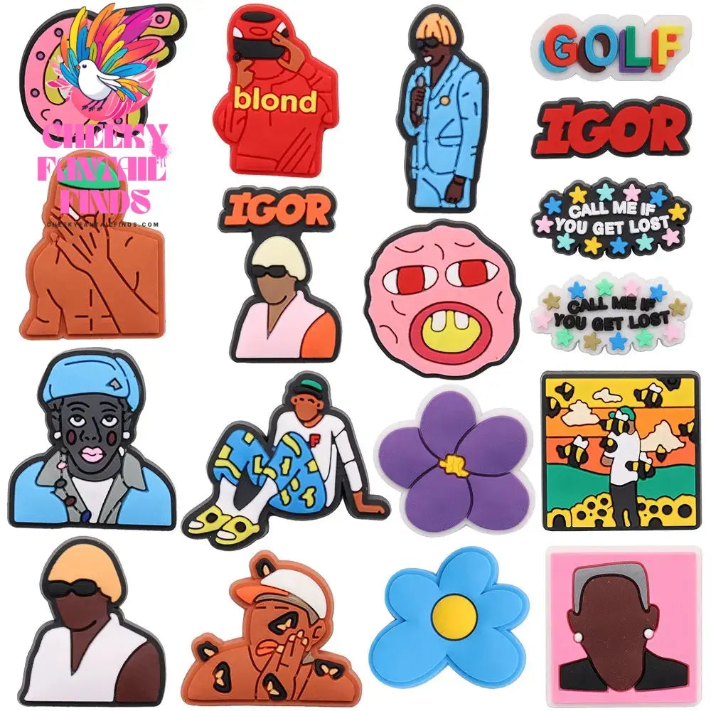 New Arrival 1-18pcs Shoe Charms Fashion Rock Hip Hop Singer Accessories PVC Shoes Decoration For Wristbands Kids X-mas Gift Cheeky Fantail Finds