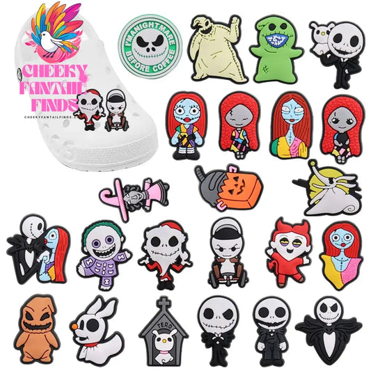 New Arrival 1-23pcs PVC Shoe Movie Charms Cartoon The Nightmare Before Christmas Jack Accessories Shoes Buckles Fit Kids X-mas Gift Cheeky Fantail Finds