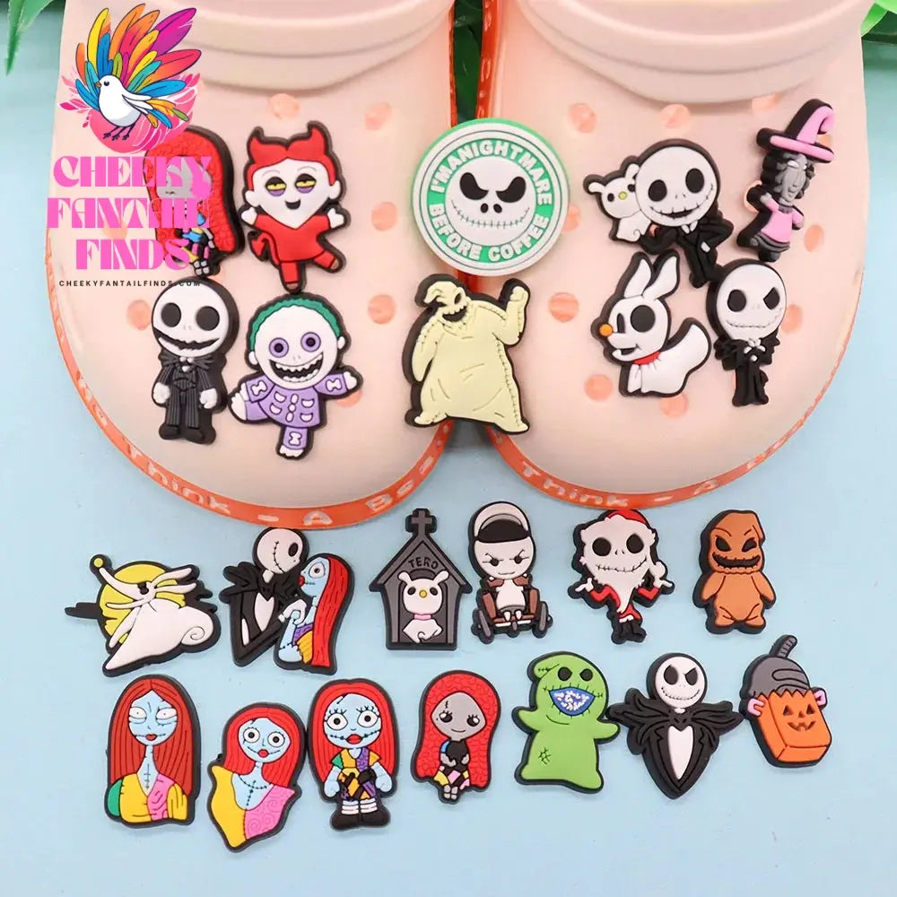 New Arrival 1-23pcs PVC Shoe Movie Charms Cartoon The Nightmare Before Christmas Jack Accessories Shoes Buckles Fit Kids X-mas Gift Cheeky Fantail Finds