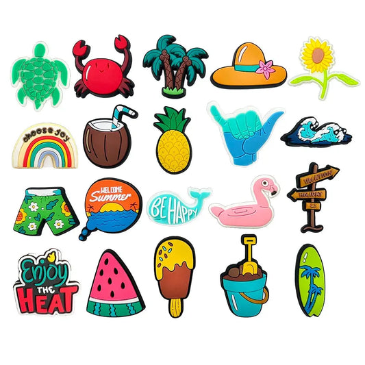 New Beach Theme PVC Shoe Decorations Clog Garden Shoes Charm DIY Buckle Accessories Décor Pins Ornaments Adult Gifts Cheeky Fantail Finds