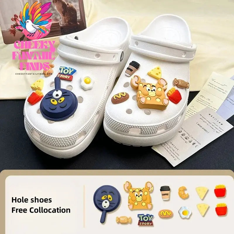 New CCF  Funny Cat and Mouse Series Shoes charms Detachable DIY PVC Cartoon Shoe Buckle Decoration For Party Favor Gifts Cheeky Fantail Finds