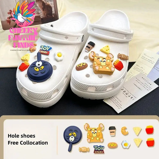 New CCF  Funny Cat and Mouse Series Shoes charms Detachable DIY PVC Cartoon Shoe Buckle Decoration For Party Favor Gifts Cheeky Fantail Finds
