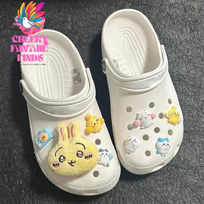 New Cartoon Cute Hachiwares Usagi Shoes Flower Kawaii Chiikawas Shoe Buckle Upper Decoration Accessories Bestie Couple Matching Cheeky Fantail Finds