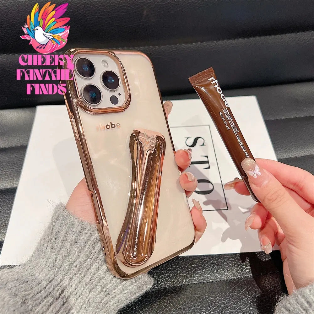 New Color Lipstick Plating DIY Rhode Clear Phone Case For iPhone 16 15 Plus 14 13 12 Pro Max 11 with Box Lip Gloss Holder Cover Cheeky Fantail Finds