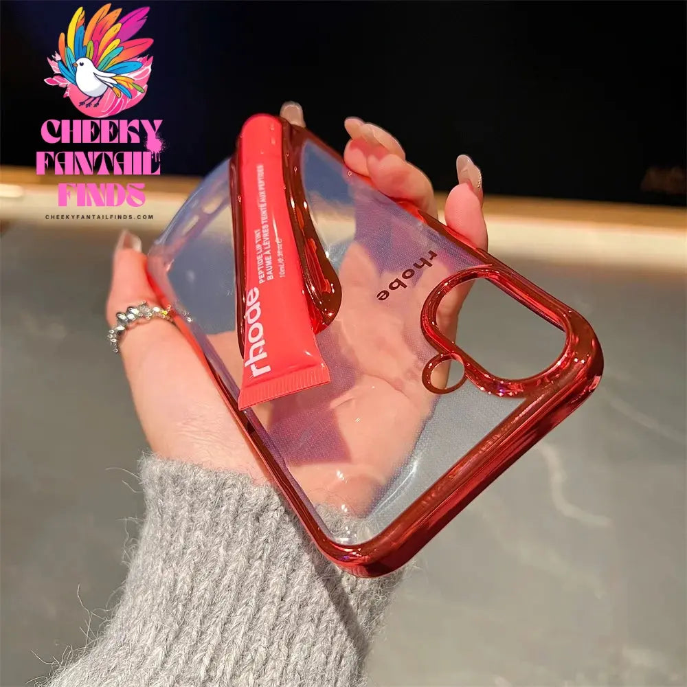 New Color Lipstick Plating DIY Rhode Clear Phone Case For iPhone 16 15 Plus 14 13 12 Pro Max 11 with Box Lip Gloss Holder Cover Cheeky Fantail Finds