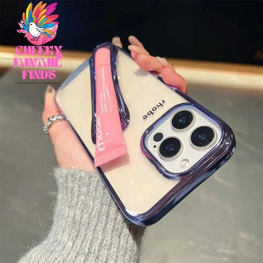 New Color Lipstick Plating DIY Rhode Clear Phone Case For iPhone 16 15 Plus 14 13 12 Pro Max 11 with Box Lip Gloss Holder Cover Cheeky Fantail Finds