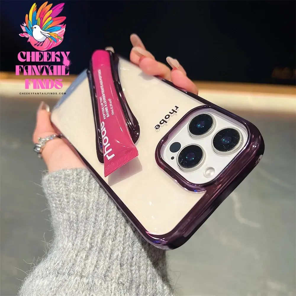 New Color Lipstick Plating DIY Rhode Clear Phone Case For iPhone 16 15 Plus 14 13 12 Pro Max 11 with Box Lip Gloss Holder Cover Cheeky Fantail Finds
