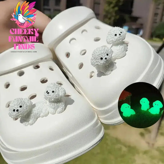 New Cool Night Light Cute 3D Poodle For Shoes Charms Detachable Diy Accessory Used For Clogs,Sandals,Perfect For Holiday Gifts Cheeky Fantail Finds