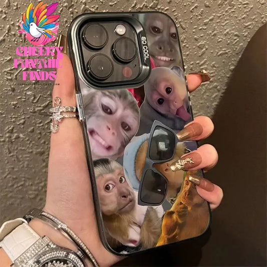 New Creative Monkey Pattern Phone Case For iPhone 16 Pro Max 15 14 13 12 11 XS X XR 7 8 Plus SE 2022 Shockproof TPU Bumper Cover Cheeky Fantail Finds