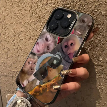 New Creative Monkey Pattern Phone Case For iPhone 16 Pro Max 15 14 13 12 11 XS X XR 7 8 Plus SE 2022 Shockproof TPU Bumper Cover Cheeky Fantail Finds