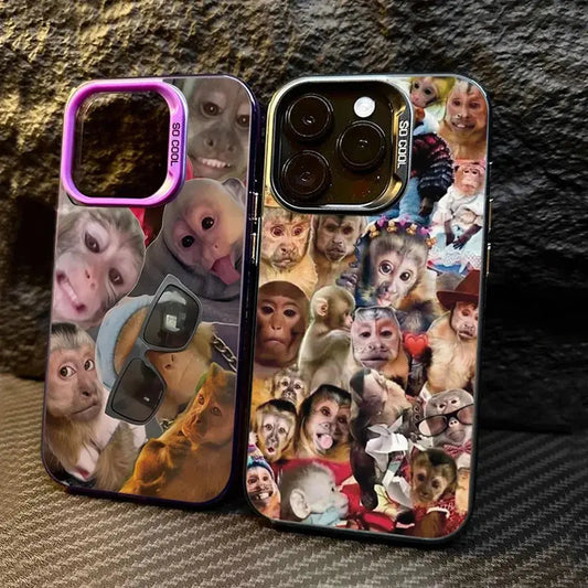New Creative Monkey Pattern Phone Case For iPhone 16 Pro Max 15 14 13 12 11 XS X XR 7 8 Plus SE 2022 Shockproof TPU Bumper Cover Cheeky Fantail Finds
