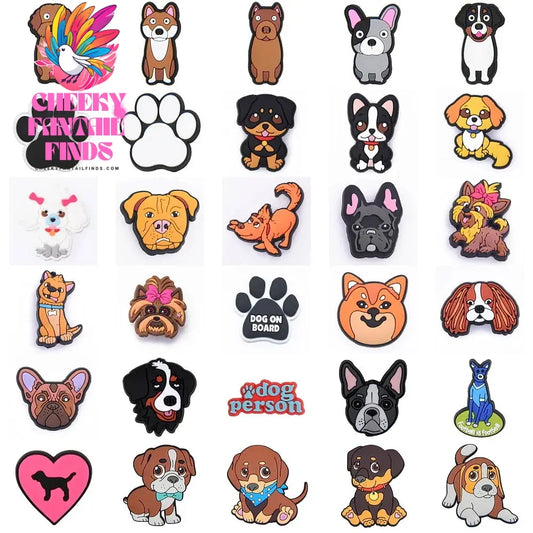 New Cute Cartoon Animals Shoe Decoration Charms Brown Black Dogs Shoe Charms White Claws Bracelet Accessories Halloween Gifts Cheeky Fantail Finds