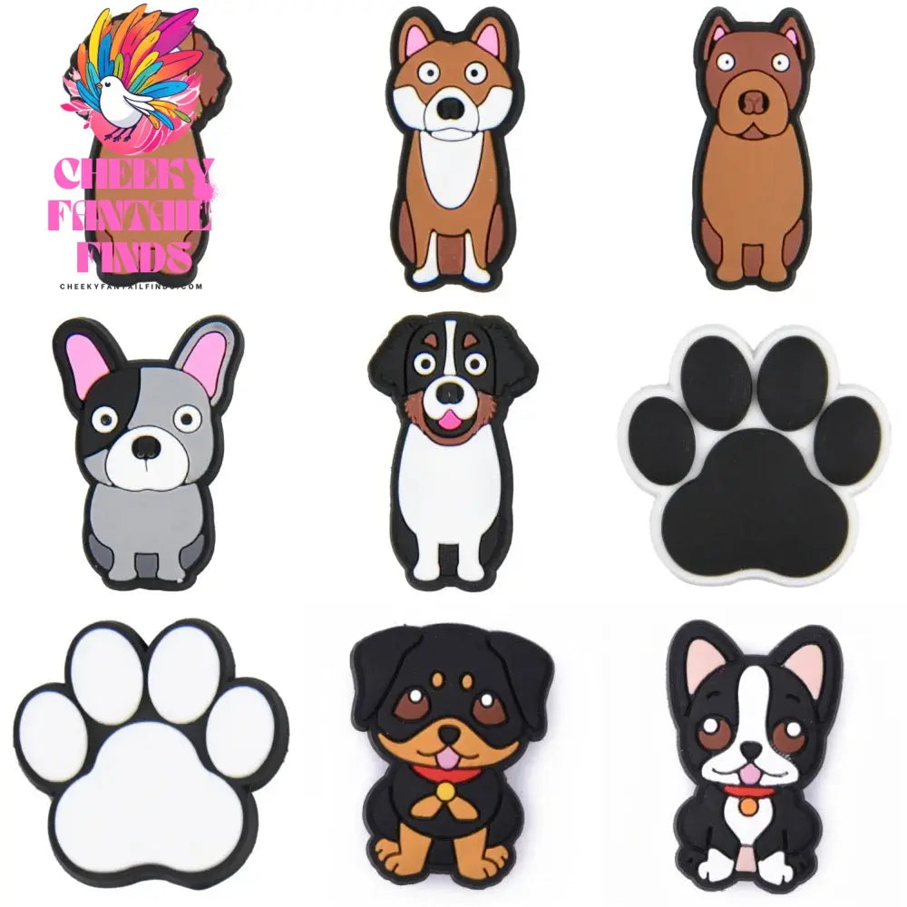 New Cute Cartoon Animals Shoe Decoration Charms Brown Black Dogs Shoe Charms White Claws Bracelet Accessories Halloween Gifts Cheeky Fantail Finds