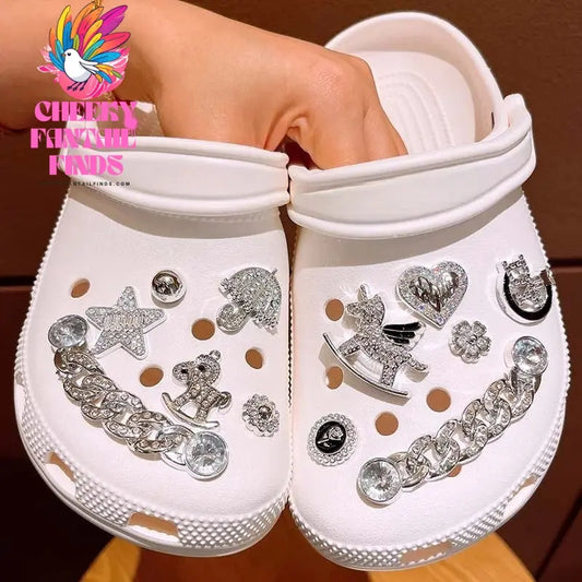 New DIY Cave Shoes Creative Silver Inlaid Diamond Shoes Accessories Charm Shoe Flowers Detachable Garden Shoes Decoration Gifts - Cheeky Fantail Finds