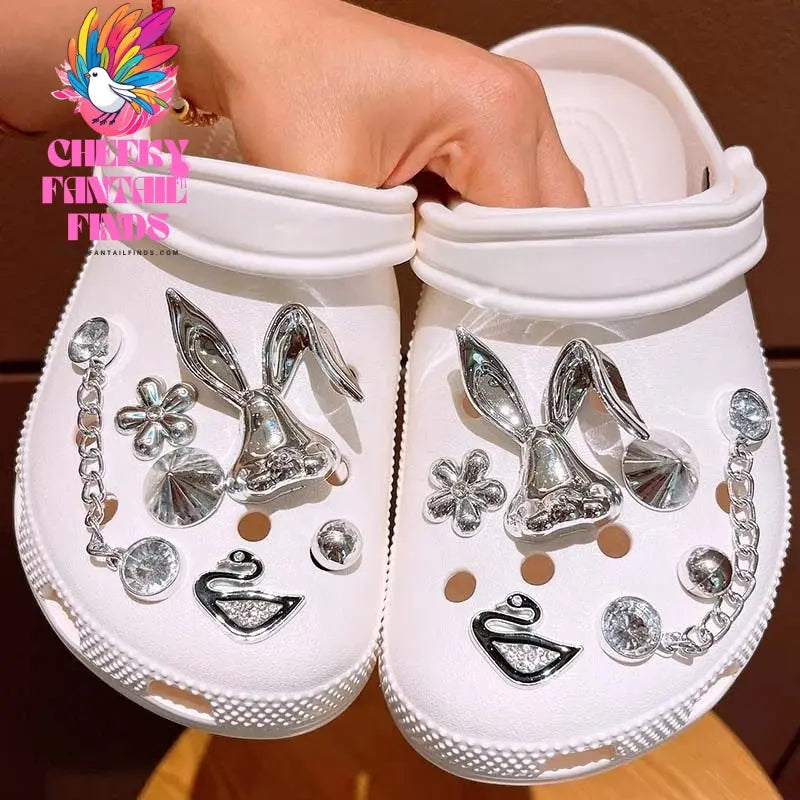 New DIY Cave Shoes Creative Silver Inlaid Diamond Shoes Accessories Charm Shoe Flowers Detachable Garden Shoes Decoration Gifts - Cheeky Fantail Finds