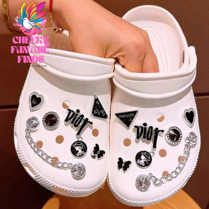 New DIY Cave Shoes Creative Silver Inlaid Diamond Shoes Accessories Charm Shoe Flowers Detachable Garden Shoes Decoration Gifts - Cheeky Fantail Finds