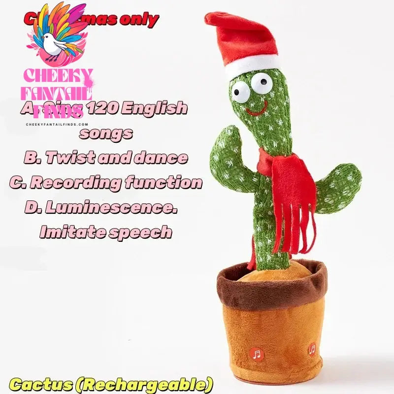 New Dancing Cactus Toys Repeat Talking Songs Wriggle Dancing Sing Toy Talk Plushie Stuffed Toys for Baby Adult Christmas Gifts Cheeky Fantail Finds