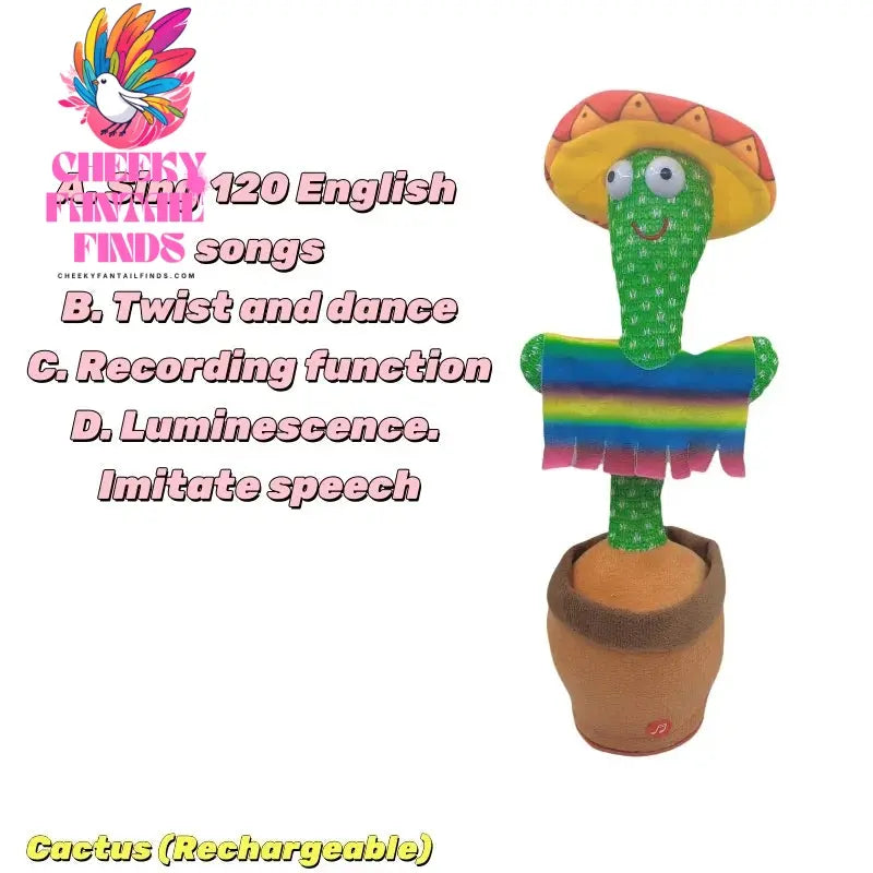New Dancing Cactus Toys Repeat Talking Songs Wriggle Dancing Sing Toy Talk Plushie Stuffed Toys for Baby Adult Christmas Gifts Cheeky Fantail Finds