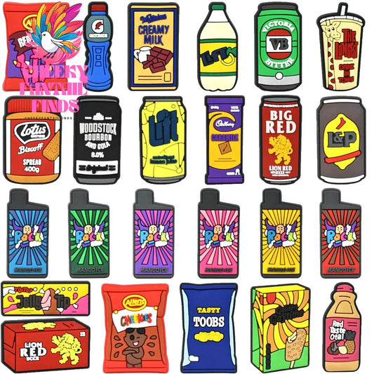 New Design 1PCS Cartoon Drink PVC Soft Shoe Charm Food Fashion Bag Accessories Australia Snacks  Button Decor Party Gift Cheeky Fantail Finds