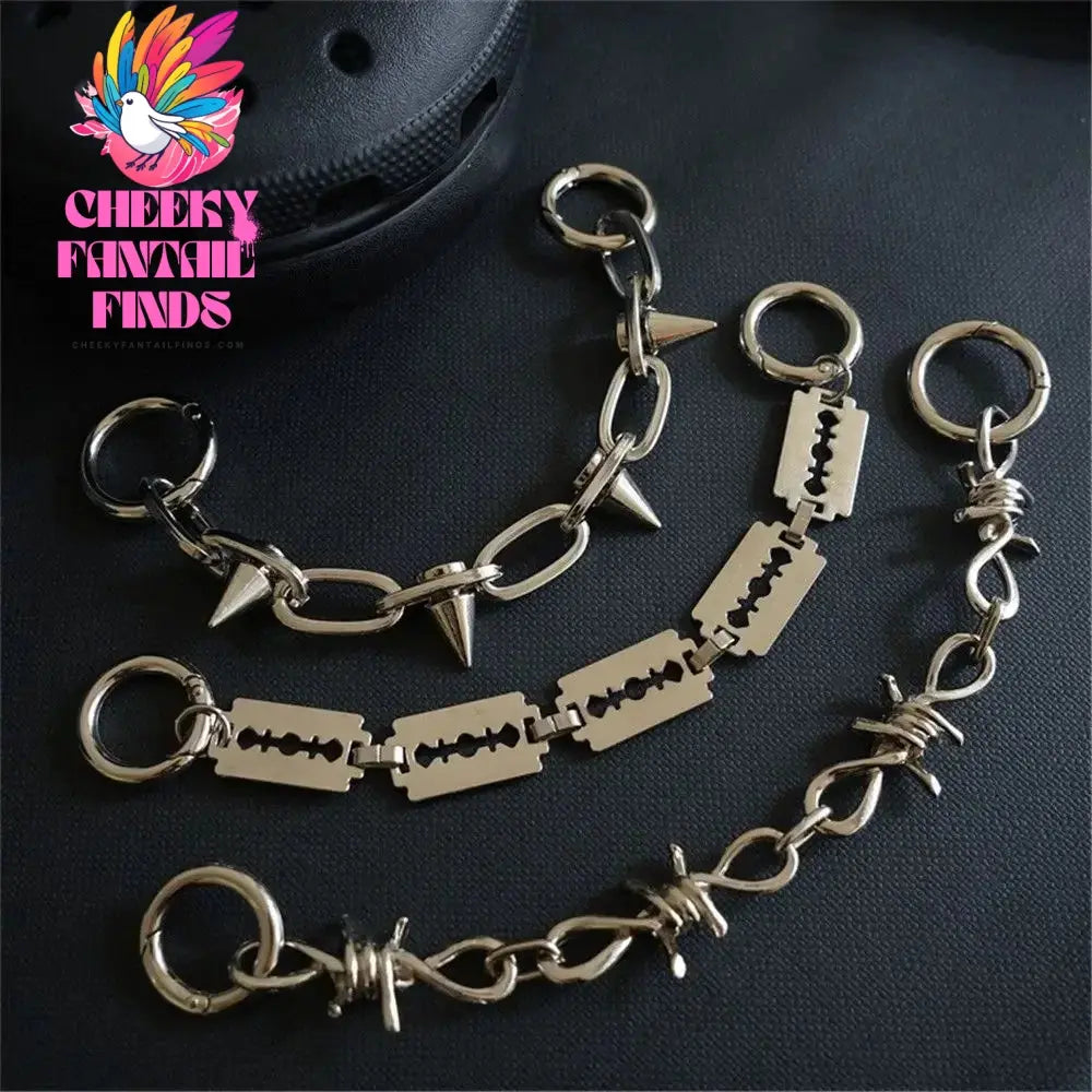 New Designer Shoe Charms Chain Fashion Gift Punk Pendant Metal Buckle Hip Hop Shoe Decoration Accessories Cheeky Fantail Finds